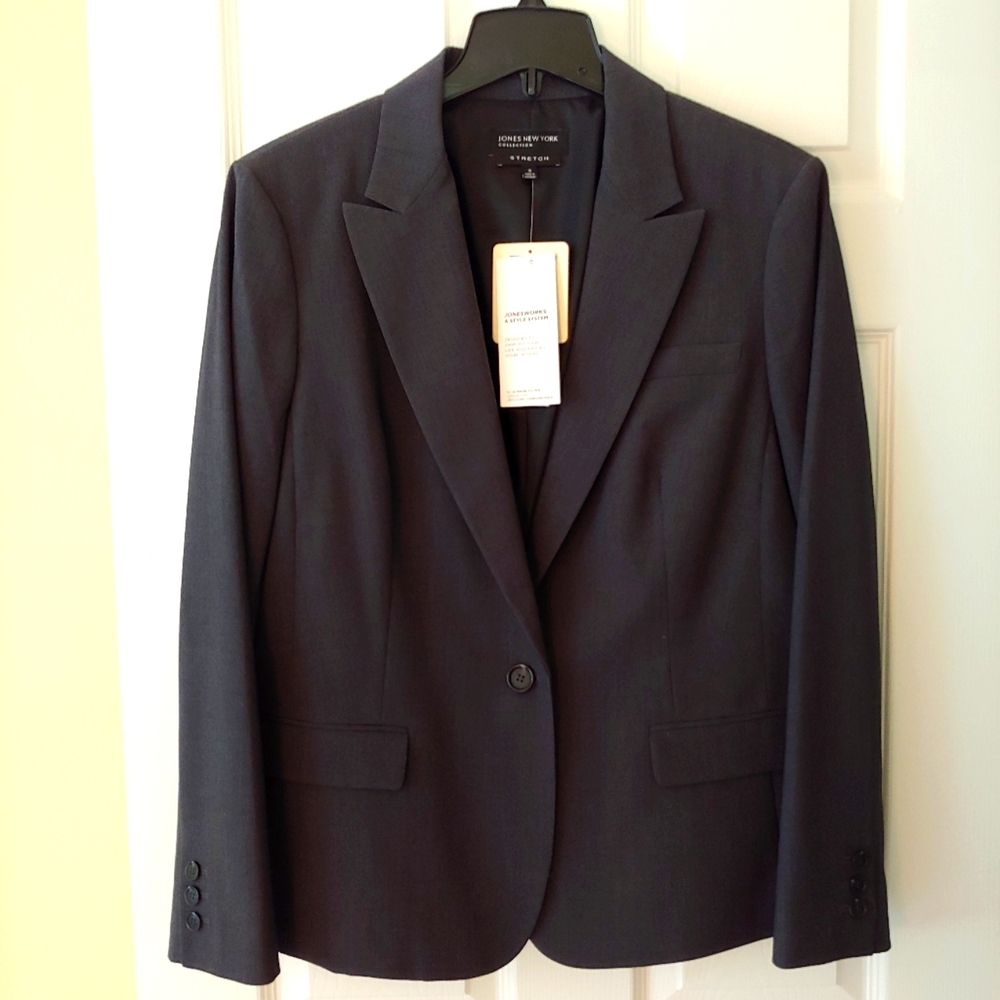 !NWT! Jones New York Women's Stretch Gray Blazer Jacket